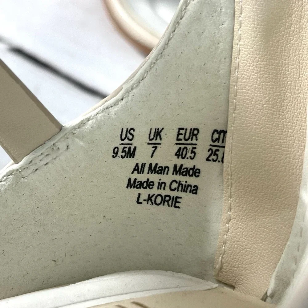 Franco Sarto Korie Shoes Women's 9.5M Beige Leather Ankle Strap Strappy New